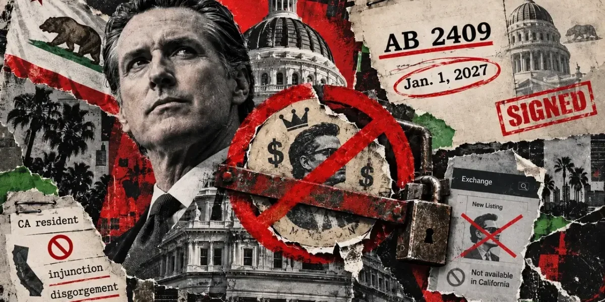 California signs into law restrictions banning public officers from issuing crypto meme coins