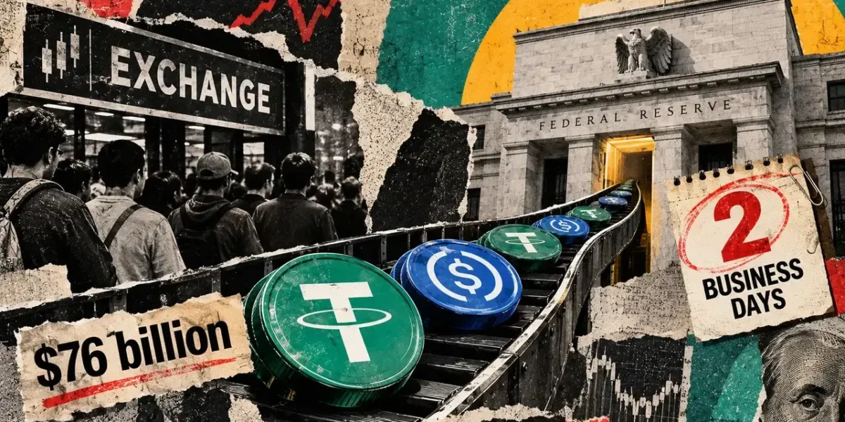 Fed guarantees 2-day stablecoin payouts, but $76B remains blocked