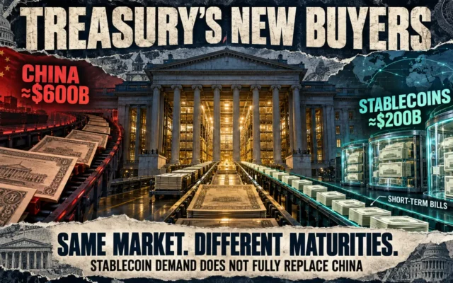 Stablecoin issuers have replaced 40% of China’s lost US Treasury demand